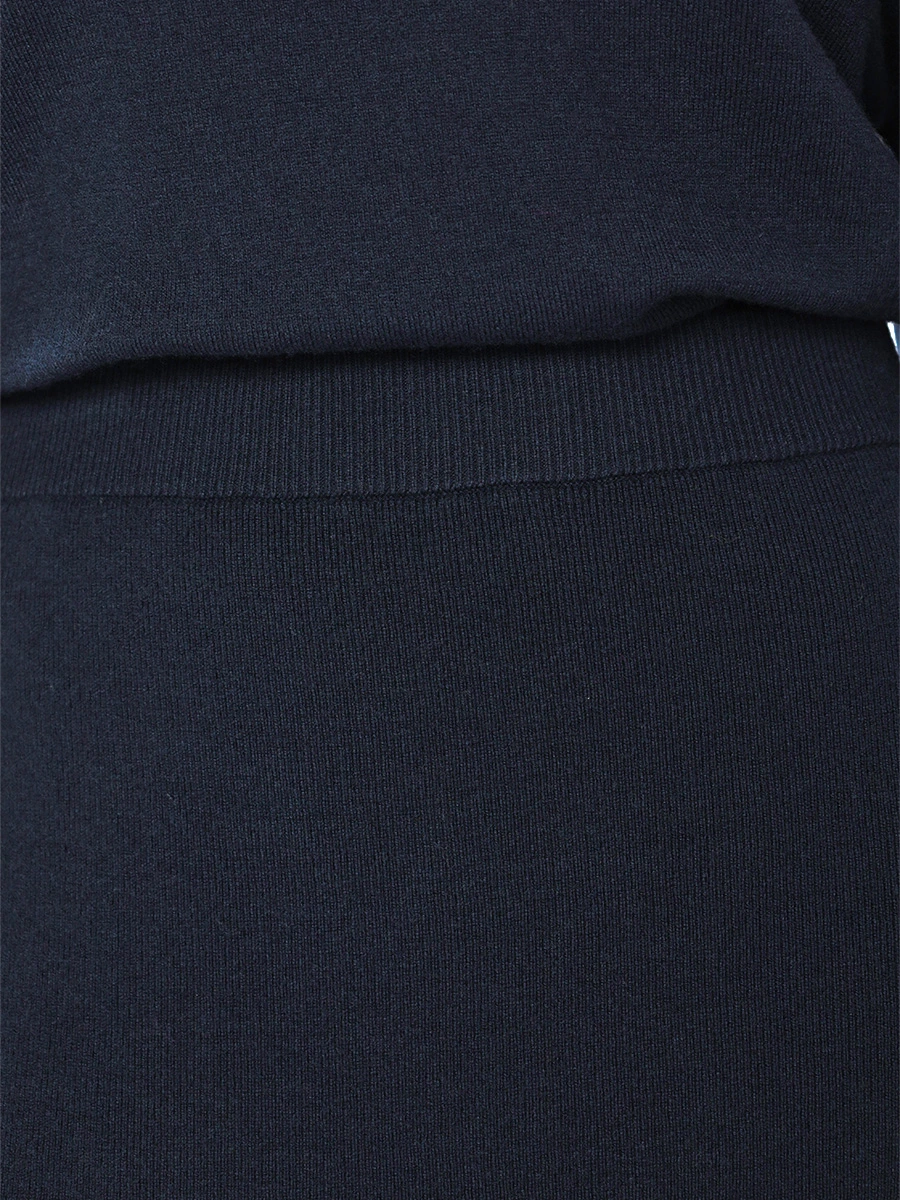 Юбка из смесовой шерсти темно-синего цвета с разрезом